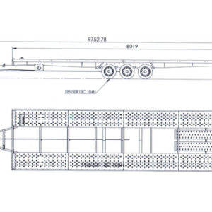 Remorque porte voiture à trois essieux 800X230 UNIPLAT 800/3 S 3500 KG