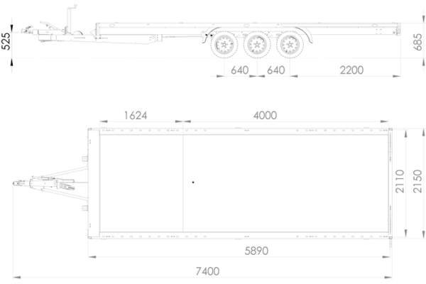 Dépanneuse UNITRAILER UNIPLAT 600/3 S à trois essieux 600×215 3500 KG – Image 2