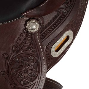 Selle western garnitures en acier inoxydable cuir grainé et estampage floral 2815 Denver